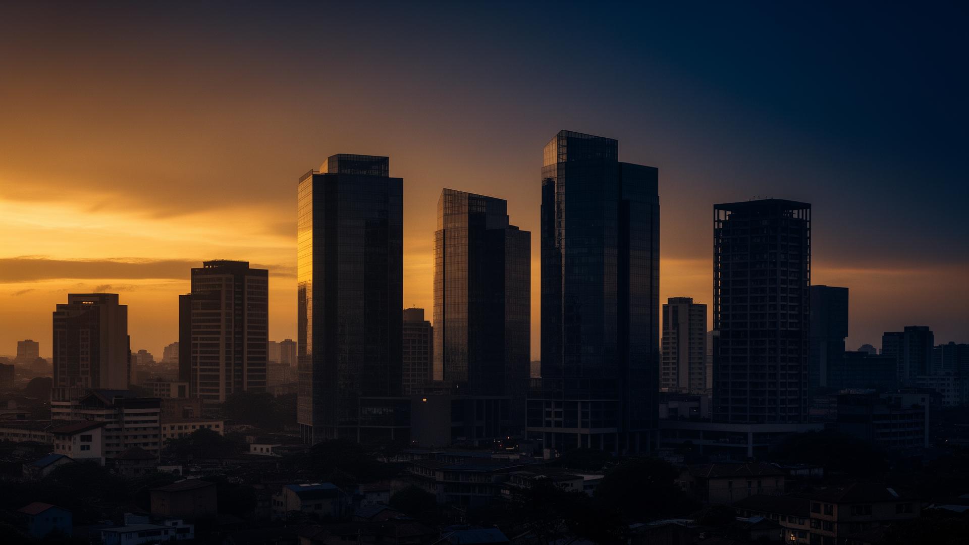 Nairobi skyline at dusk, Kenya